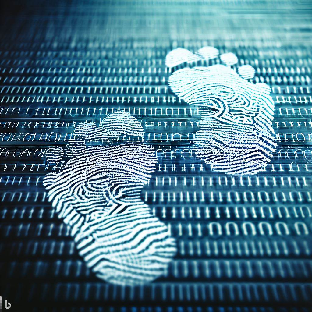 Footprints on a digital surface, symbolizing the concept of a digital footprint